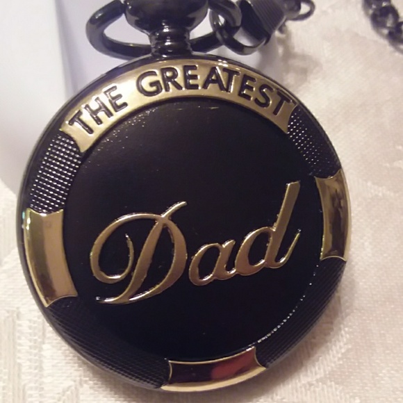 The greatest dad " pocket watch, black and gold - Picture 3 of 6